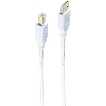 USB 2.0 kabelis ShiverPeaks BS77021-W — USB A uz USB B, 1 m, balts, apzeltīti kontakti