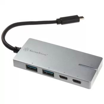 USB 3.1-C adapteris SILVERSTONE SST-EP09C — USB-C uz USB-A savienojums, sudraba krāsa