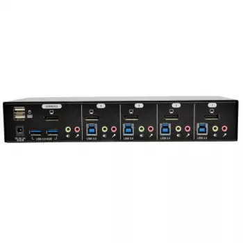 Eaton Tripp Lite 4 portu DisplayPort KVM slēdzis ar audio kabeļiem un USB 3.0 SuperSpeed centrmezglu (B004-DPUA4-K)