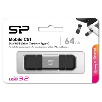USB zibatmiņa Silicon Power 64 GB USB-A / USB-C SP064GBUC3C51V1S