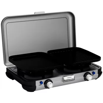 Pārnēsājama grila plīts Campingaz 2213311 — 2 zonas, 5.4 kg, 490×350 mm, melna/pelēka/sudraba