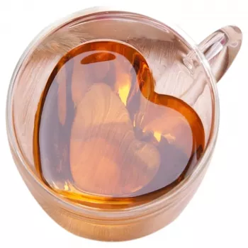 Extralink Home Sirds formas mīlestības krūze, dubultsienu karstumizturīga stikla krūze 250ml