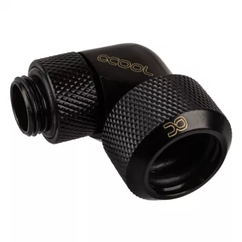 Alphacool Eiszapfen 16mm cietās caurules skrūvējams savienotājs 90° grozāms G1/4 - leņķa kompresijas savienotājs šķidruma dzesēšanas sistēmai - dziļi melns