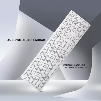 ALOGIC Echelon bezvadu tastatūra ar USB-C uzlādi, pilna izmēra QWERTZ