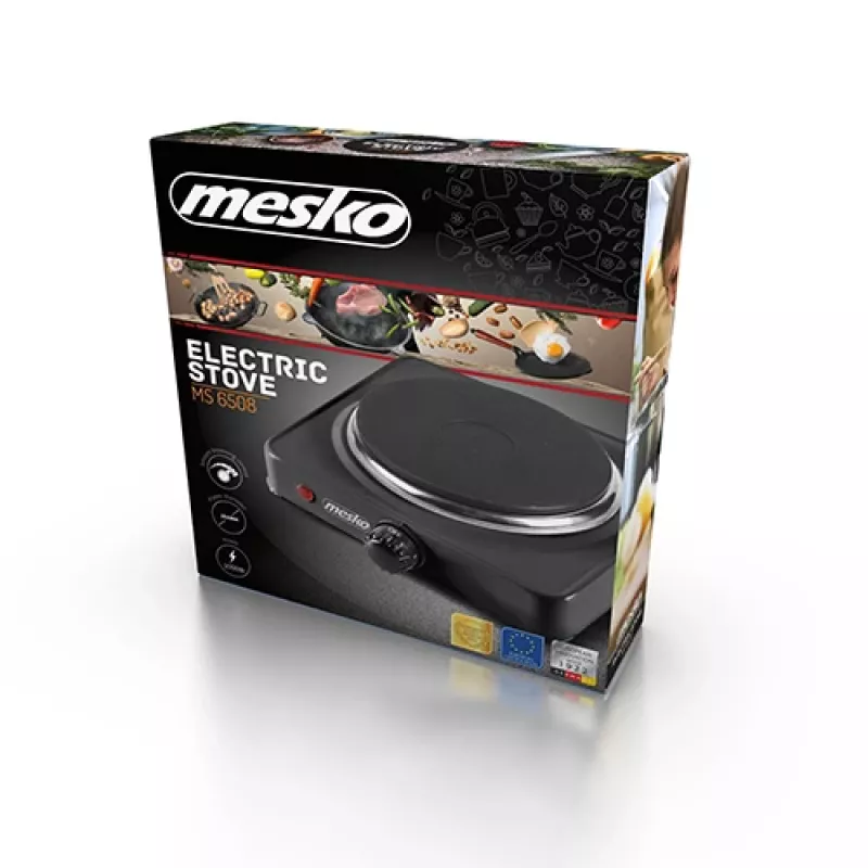 Mesko Home MS 6508 melnā virsmas plīts ar noslēgtu plāksni, 1 zona