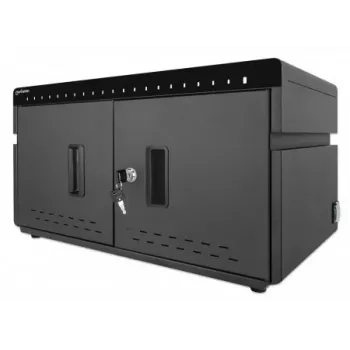Manhattan 20-vietu uzlādes skapis iPad līdz 11 inch un citām ierīcēm, USB-C, 360W, galda novietojums, slēdzams, ar EU/UK strāvas kabeļiem