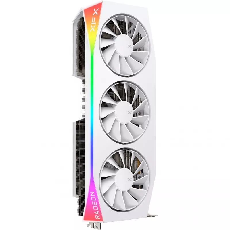 Grafikas karte XFX Radeon RX 9070 XT — 16 GB GDDR6, 256-bit, PCIe x16, 3 ventilatori, Balta, 360 mm