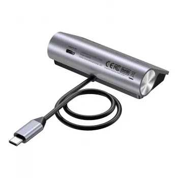 USB centrmezgls Unitek H1337AGY01 — 4 porti (2×USB-C, 2×USB-A), līdz 5 Gbps, alumīnijs, sudrabs