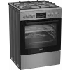 BEKO Plīts FBMA61330GXDT | Gāzes virsma + Elektriskā cepeškrāsns | 60 cm | Nerūsējošais tērauds