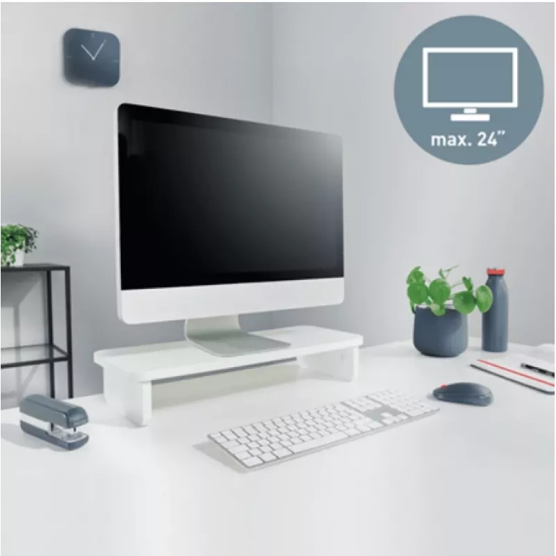 Monitora statīvs LEITZ Freestanding 64340001 — brīvi stāvošs galda statīvs 61 cm (24 collu) ekrāniem, 20 kg ietilpība, augstuma regulēšana, balts