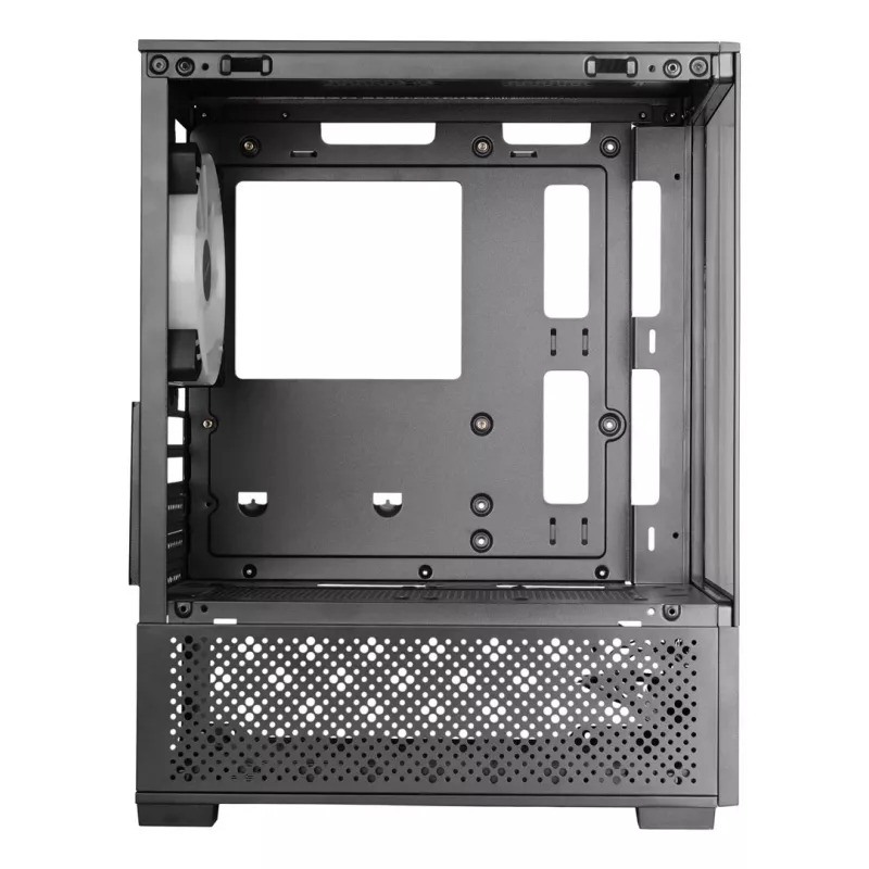 Mini Tornis PC korpuss TACENS Mars Gaming MC-SE2 — Mini-ITX / Micro-ATX, melns, sānu logs, barošanas bloks apakšā, atbalsta 2x2.5 collu + 1x3.5 collu