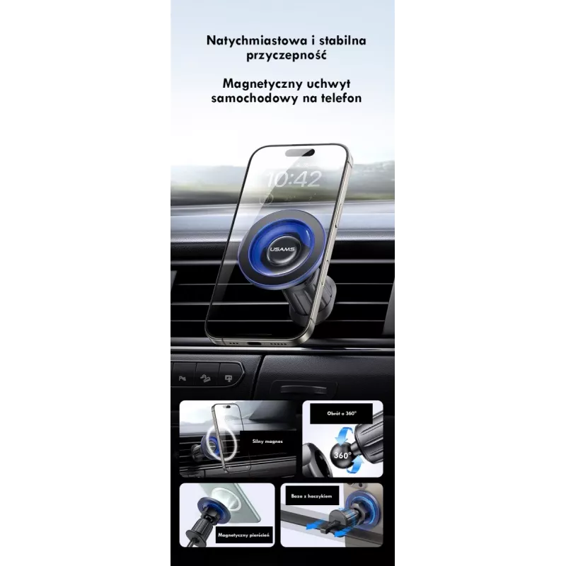 Magnētiskais telefona turētājs automašīnai usams ZJ081