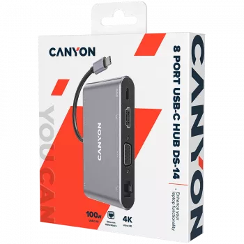Canyon DS-14 - dokstacija - USB-C - VGA, HDMI