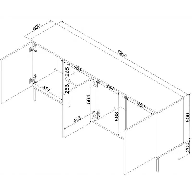 Cama INSERTO 3D1W kumode 190x40x80 kašmira + LED