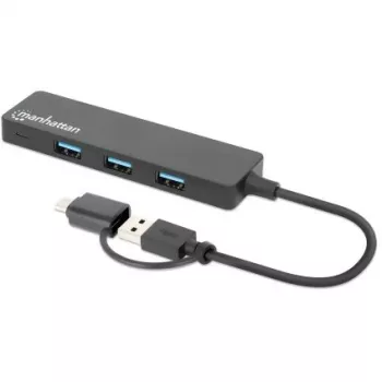 Manhattan USB-C & USB-A Combo Dock/Hub, 4 porti USB-A, 5 Gbps, ar USB barošanu