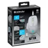 Bezvadu pele DEFENDER Stix GM-009 RF — optiskā, 3200 DPI, 6 pogas, ambidextrous, USB RF, baterija, balta