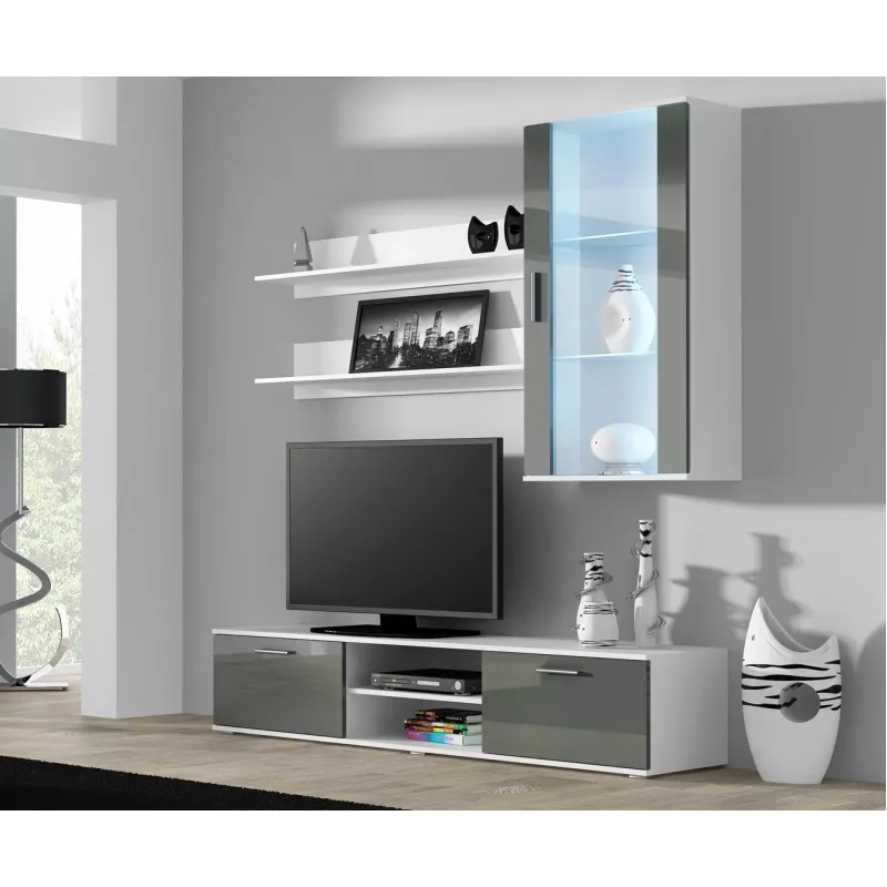 Cama TV statīvs SOHO 180 balts/pelēks glancēts