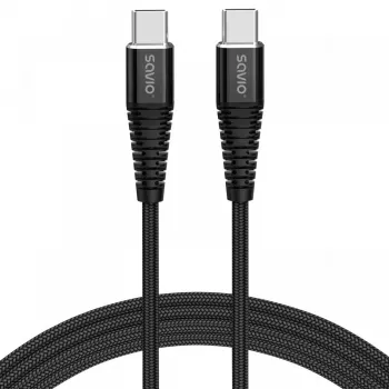 Savio CL-160 USB-C kabelis 2 m USB 2.0 USB C - USB C Melns