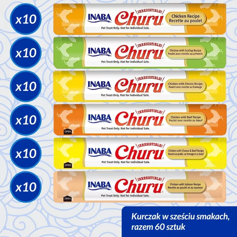 Kaķu gardums Inaba Foods Churu Varieties — vista, 60 x 14 g tūbiņas