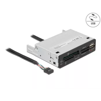 DeLOCK 91708 iekšējais karšu lasītājs USB 2.0 melni pelēks CF SD MicroSD
