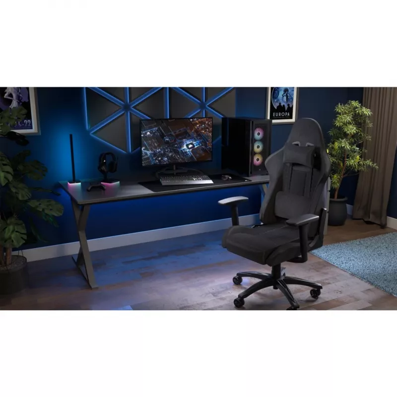 CORSAIR TC100 RELAXED Gaming krēsls (Audums - Pelēks/Melns)