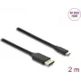 Video kabeļa adapteris DELOCK USB Type-C uz DisplayPort 2 m, melns