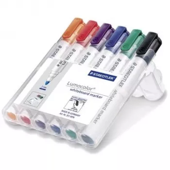 Staedtler Lumocolor 351 baltās tāfeles marķieru komplekts, 6 gab., lodveida gals