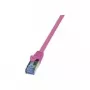 LogiLink CQ3029S RJ45 tīkla kabelis, vada kabelis CAT 6a S/FTP 0,50 m rozā liesmas slāpētājs, ar fiksatoru