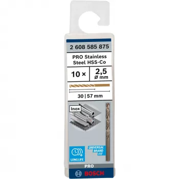 Bosch metāla urbis HSS-Co DIN 338 diametrs 2,5 mm (10 gab.)