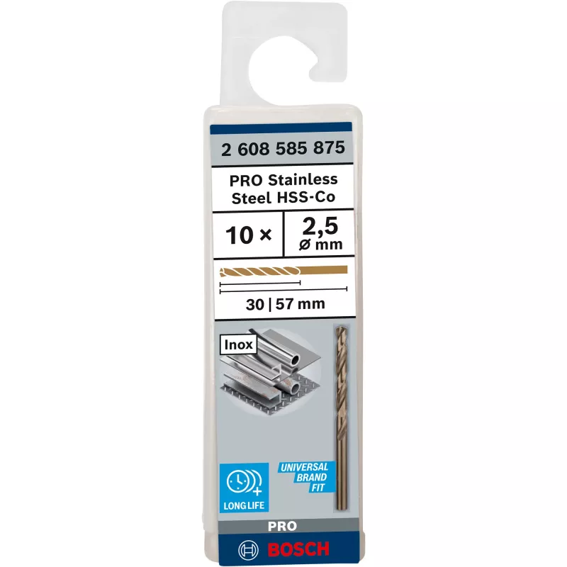 Bosch metāla urbis HSS-Co DIN 338 diametrs 2,5 mm (10 gab.)