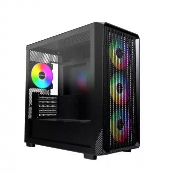 Montech X5M (B) Micro Tower dators korpuss — Micro‑ATX/Mini‑ITX, 3x120mm priekšā, 1x120mm aizmugurē, atbalsta ATX barošanas bloku, 2x3.5 collu + 4x2.5 collu, Melns