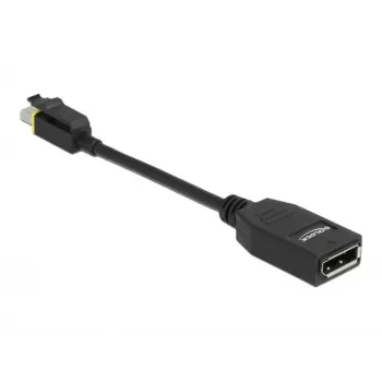 DeLOCK - DisplayPort adapteris - Mini DisplayPort (vīrišķais) ar fiksatoru uz DisplayPort (sieviešu) - DisplayPort 1.4 - 15 cm - bez halogēna, 8K atbalsts - Melns (65978)