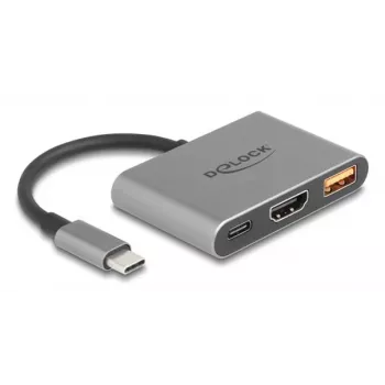 DeLOCK 61071 video adapteris USB-C / USB-A / HDMI 0.1 m pelēks