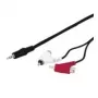 Wentronic Goobay 3,5 mm ligzdas / RCA adaptera kabelis, melns, 1,5 m - 3,5 mm ligzdas spraudnis (3 kontaktu, stereo) > 2x RCA spraudnis (audio kreisais/labais) (50213)
