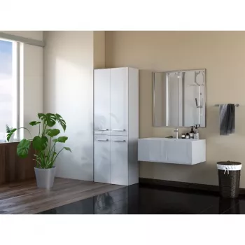 Topeshop NEL 1K DD baltā spīduma vannas istabas skapis White