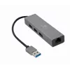 Gembird A-AMU3-LAN-01 USB-A uz Gigabit LAN adapteris ar 3 portu USB 3.0 centrmezglu, melns