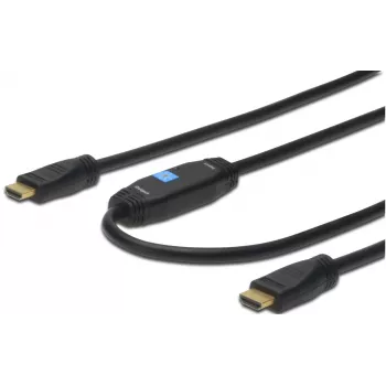 Assmann HDMI High Speed savienojuma kabelis, tips A, ar pastiprinātāju, vīriešu/vīriešu, 40,0 m, bijušais HDMI 1.3, UL, melns, zelts (AK-330105-400-S)