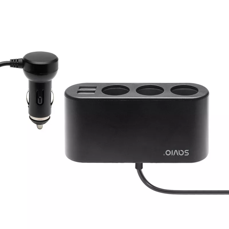 Auto USB lādētājs SAVIO SA-024 — universāla ierīču uzlāde no 12–24 V, 5 V, melns, cigarešu šķiltavas