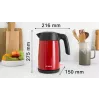 Elektriskā tējkanna Bosch TWK7L464 — 1,7 L, 2400 W, sarkana, plastmasas korpuss