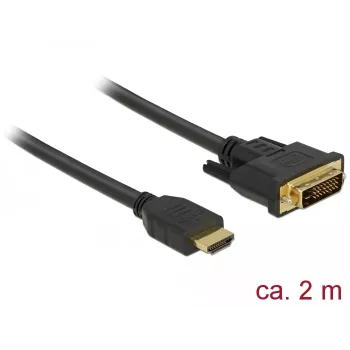 DeLOCK HDMI/DVI-D kabelis 2,0m ar skrūvēm (85654)