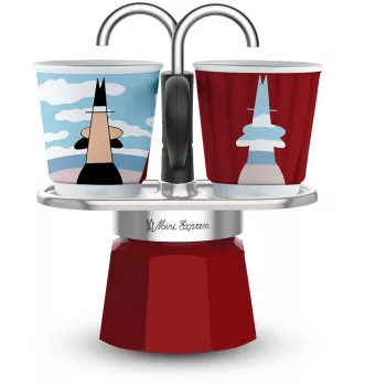 Moka kanna BIALETTI MINI EXPRESS Magritte sarkana – model 0001406, maza ietilpība