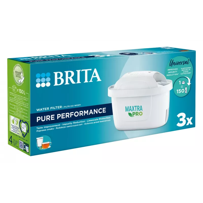 Ūdens filtra kasetne BRITA Maxtra+ Pure Performance, technopolimērs, 150 L tilpums, 3 gab.