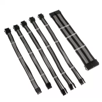 Kabeļu pagarinājumu komplekts Kolink Core Adept — PET pīts apvalks, vara vadītāji, 300–350 mm garumi, 6 gabalu komplekts