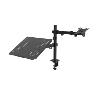 Akyga AK-MB-04 galda monitora turētājs ar klēpjdatora paliktni, 15-32 collas, 2x 10 kg, VESA 75x75 / 100x100, melns