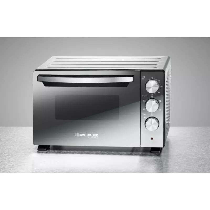 Mini krāsns Rommelsbacher BGS 1400, 18 L, 230°C, 5 sildīšanas režīmi, rotējošais iesms, sudraba/melna