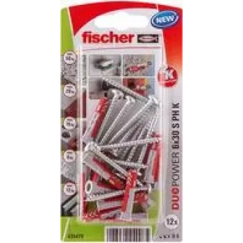 Fischer DuoPower 6 x 30 S PH K NV Sienas dībelis 30 mm 535479 1 komplekts