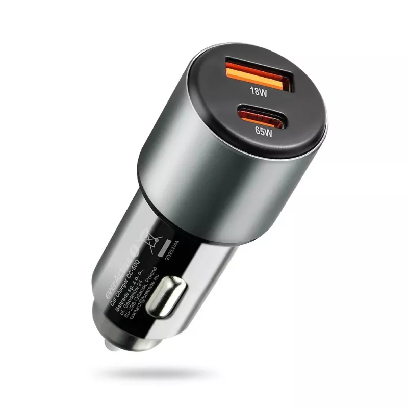 Auto lādētājs everActive CC-60Q, QC3.0, līdz 83W, USB auto barošanas adapteris