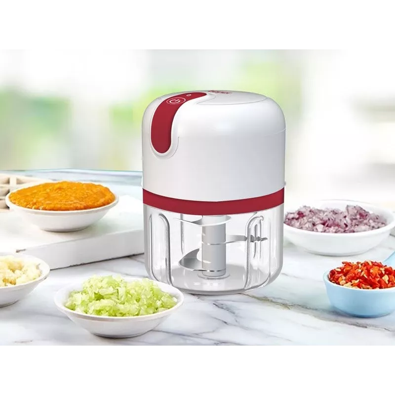 Beper P102ROB050 ar USB uzlādējams pārtikas smalcinātājs, 0,25 L, 30 W, balts/sarkans