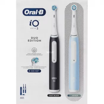 Elektriskā zobu birste BRAUN Oral-B iO Series 3N — melna/zila, 2 rokturi