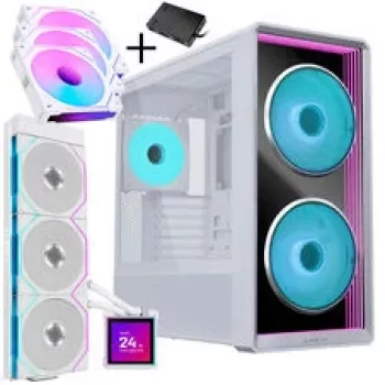 Lian Li LANCOOL 217 INF korpusa komplekts + HydroShift II LCD-S 360TL AIO + 3x UNI FAN SL-INF 120 Reverse Blade ventilators - Balts
